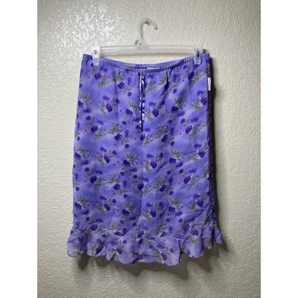 VTG Mary Kate and Ashley Skirt Size 14/16 Purple Floral Chiffon 90s Y2K - Picture 1 of 11